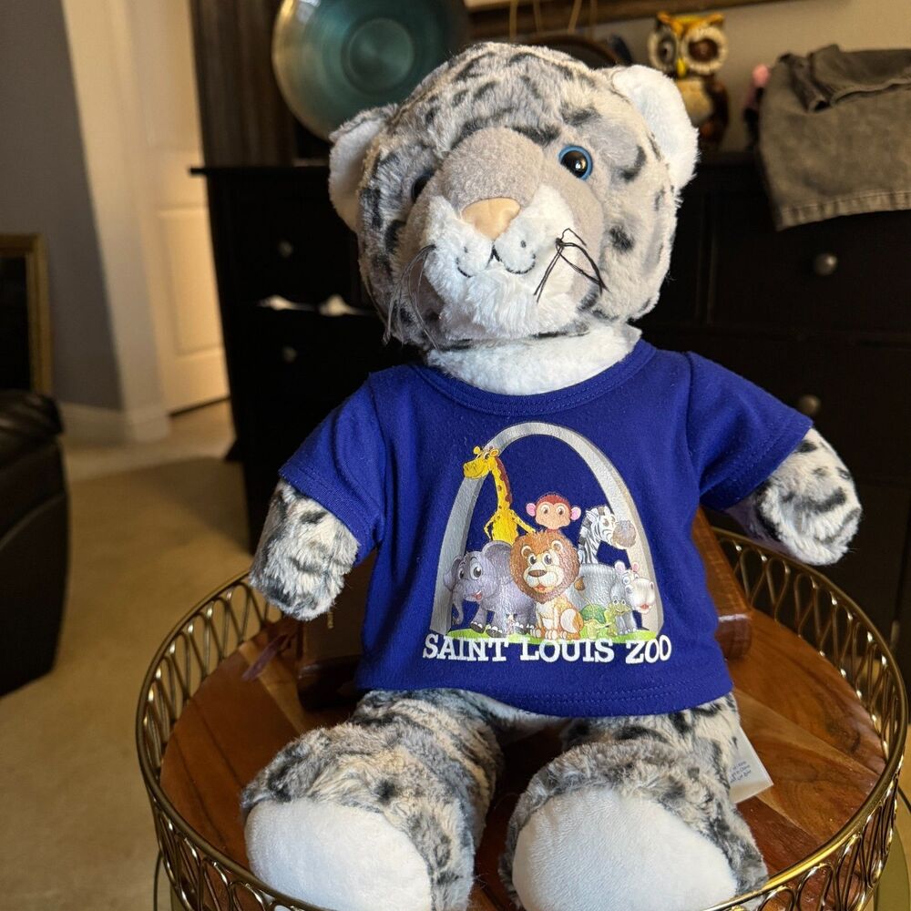 Build-A-Bear Workshop Retired Snow Leopard Grey Spotted Plush Stuffed Animal 16"